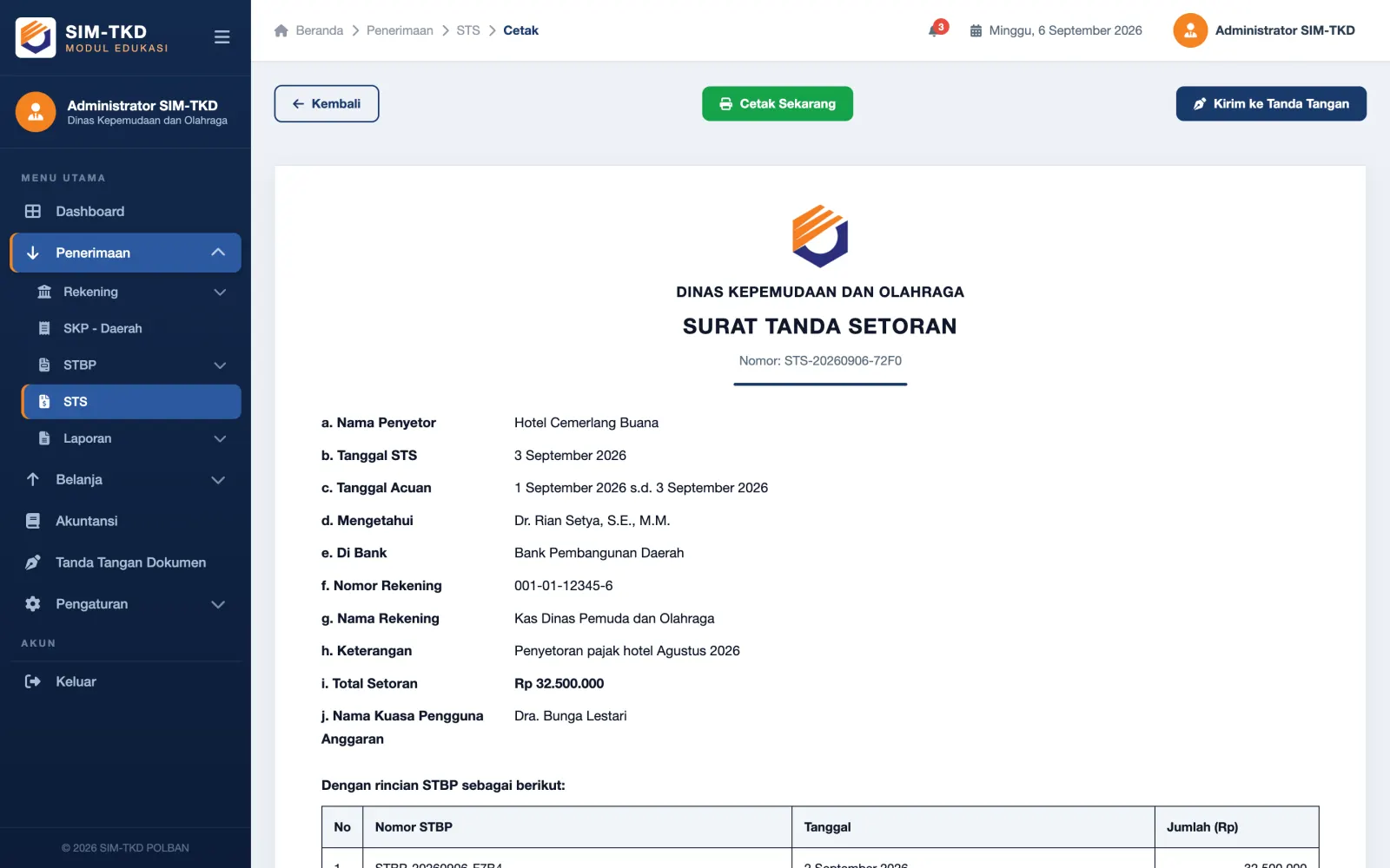 Cetak STS