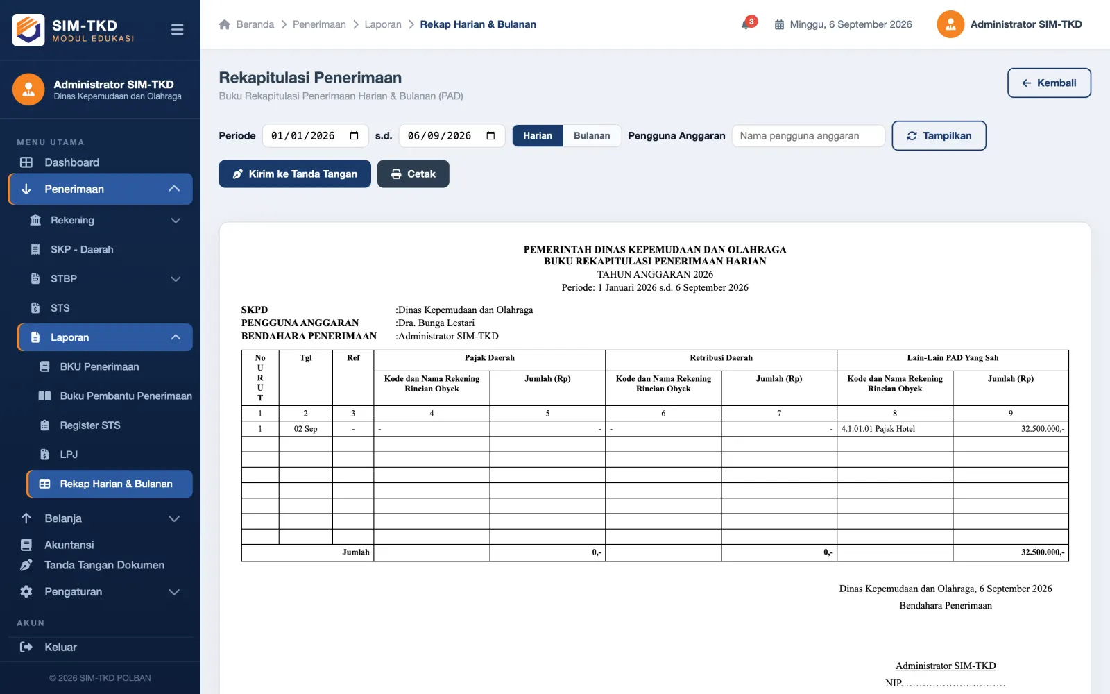 Rekap Penerimaan